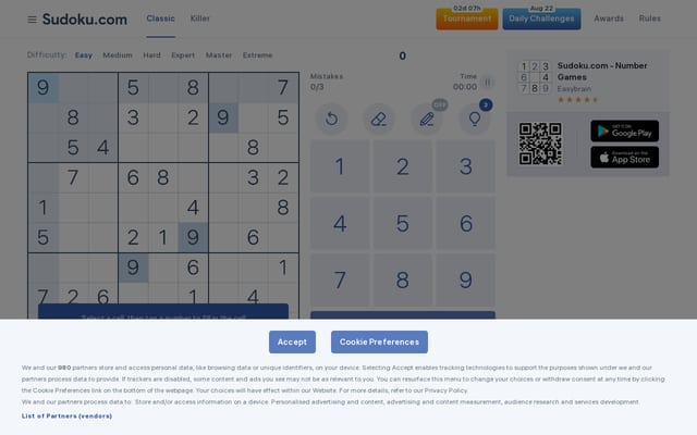 Screenshot of sudoku.com