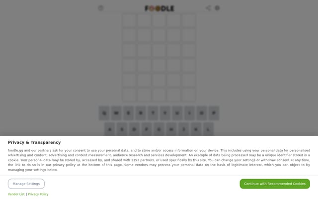 Screenshot of foodle.gg