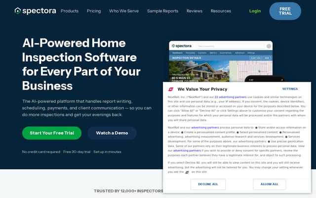 Screenshot of spectora.com