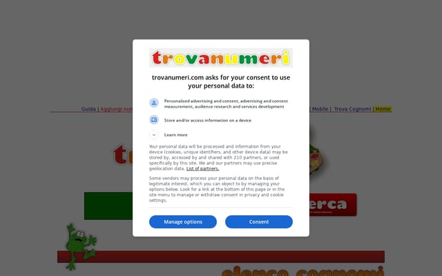 Screenshot of trovanumeri.com