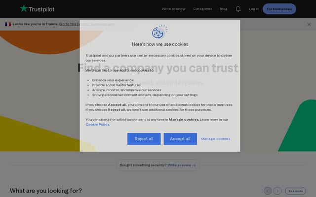 Screenshot of trustpilot.com