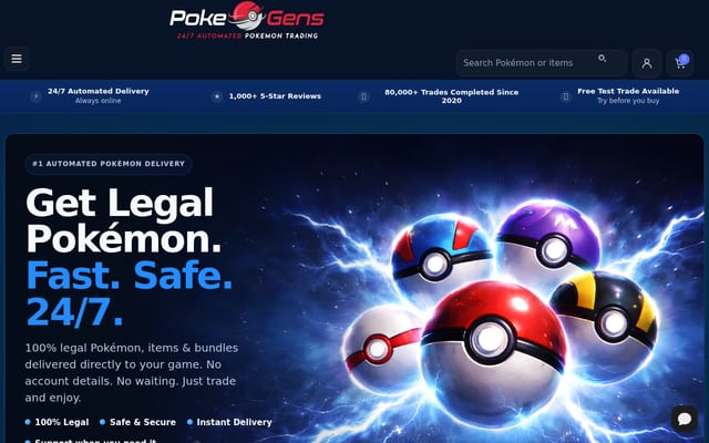 Screenshot of pokegens.com