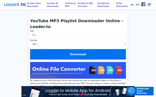 Screenshot of loader.to