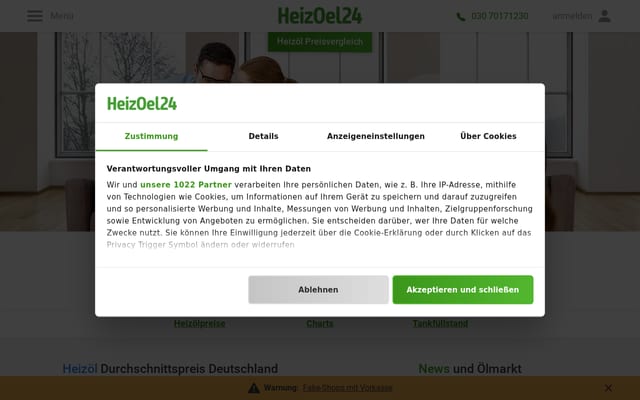Screenshot of heizoel24.de