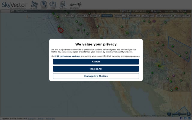 Screenshot of skyvector.com