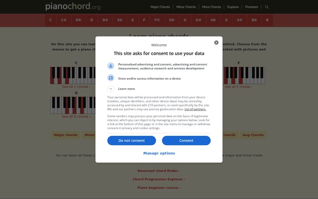 Screenshot of pianochord.org