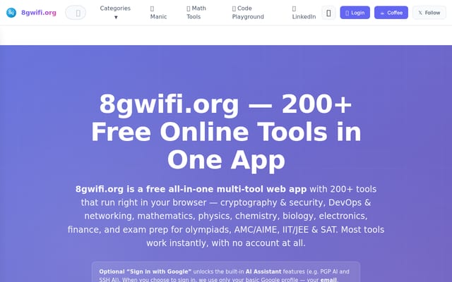 Screenshot of 8gwifi.org