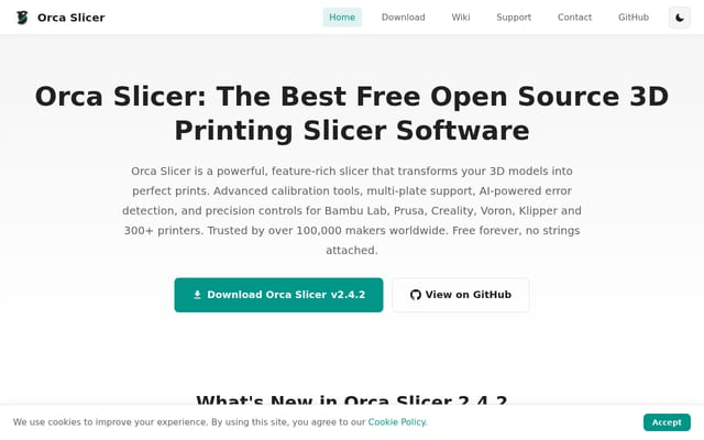 Screenshot of orcaslicers.co