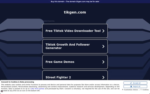 Screenshot of tikgen.com