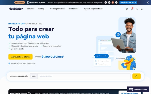 Screenshot of hostgator.cl