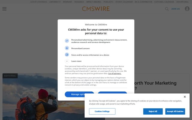 Screenshot of cmswire.com