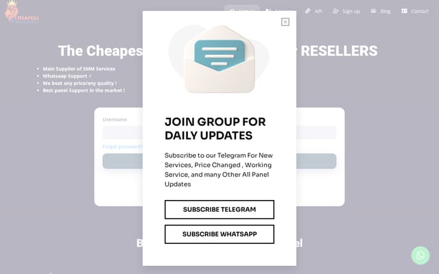 Screenshot of cheapestsmmpanels.com