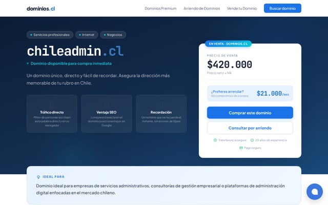 Screenshot of chileadmin.cl
