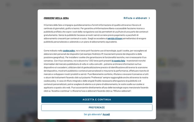 Screenshot of corriere.it