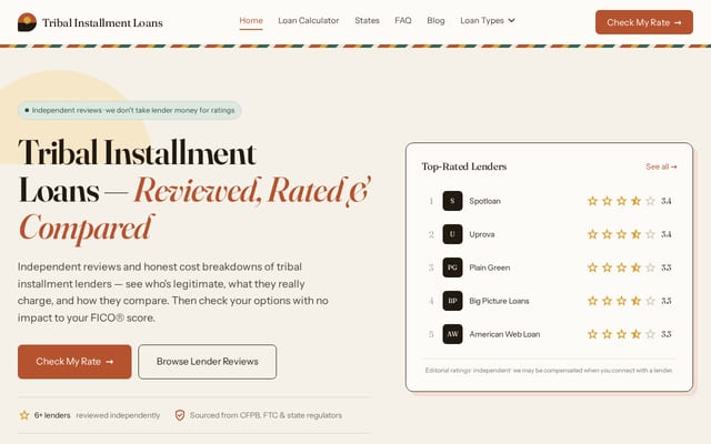 Screenshot of tribalinstallmentloans.com