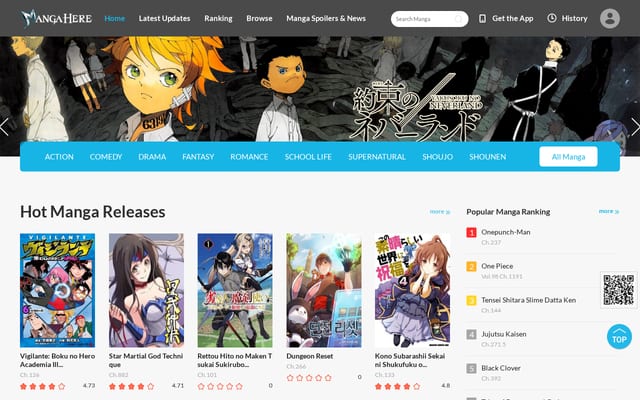 Screenshot of mangahere.cc