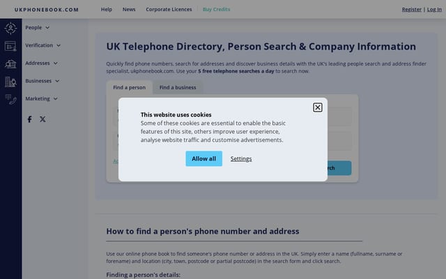 Screenshot of ukphonebook.com