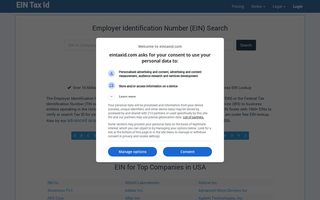 Screenshot of eintaxid.com