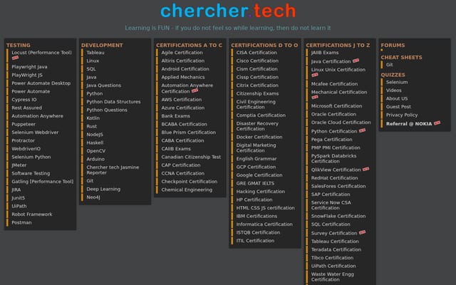 Screenshot of chercher.tech