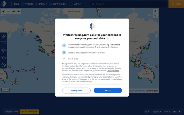 Screenshot of myshiptracking.com