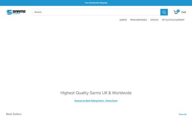 Screenshot of sarmsstore.co.uk