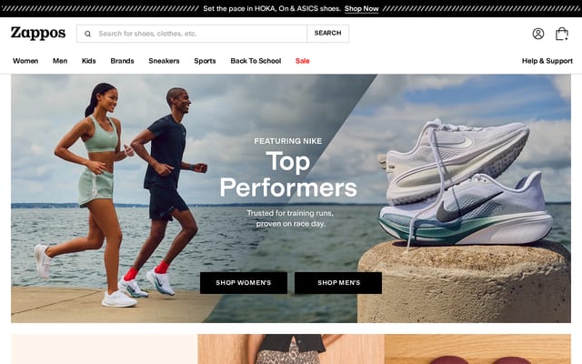 Screenshot of zappos.com
