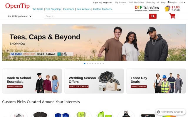 Screenshot of opentip.com