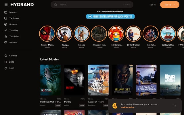Screenshot of hydra-hd.com