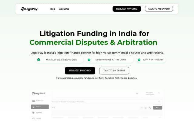 Screenshot of legalpay.in