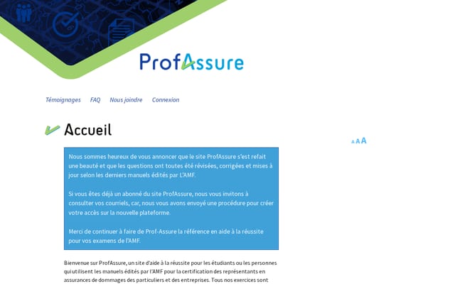 Screenshot of profassure.ca