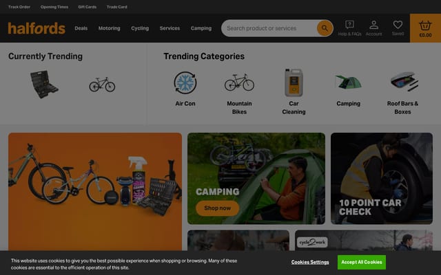 Screenshot of halfords.ie