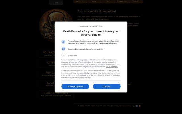 Screenshot of deathdate.info