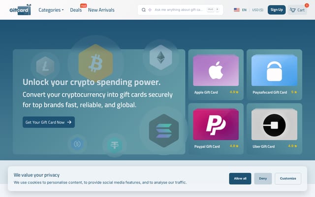 Screenshot of giftcardsify.com