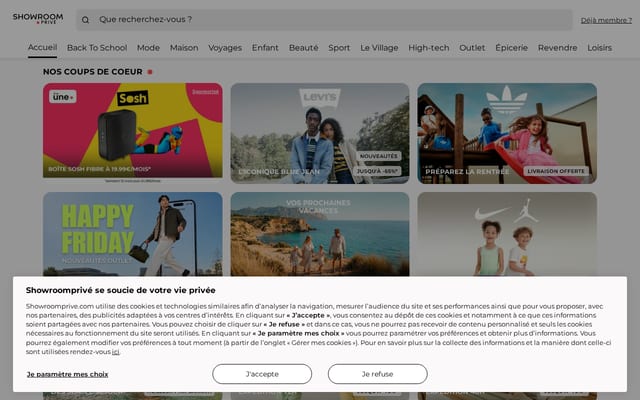 Screenshot of showroomprive.com