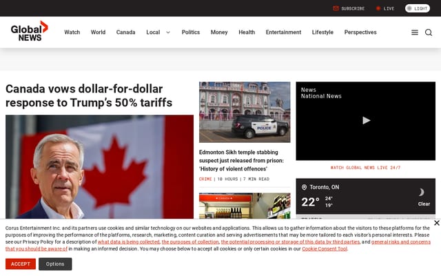 Screenshot of globalnews.ca