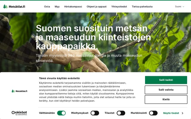 Screenshot of metsatilat.fi
