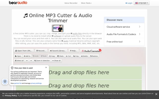 Screenshot of bearaudiotool.com