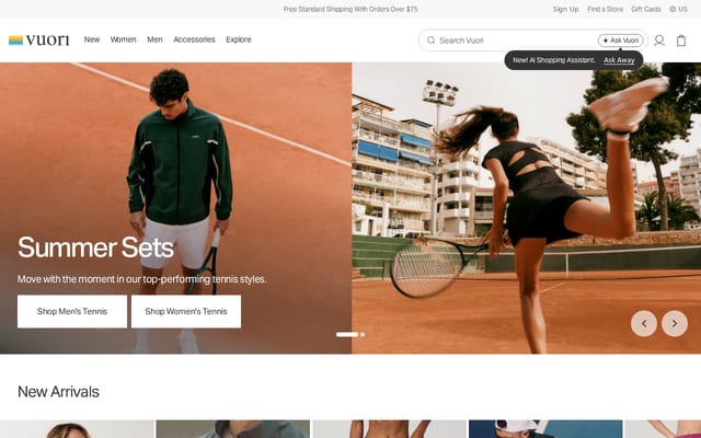 Screenshot of vuoriclothing.com
