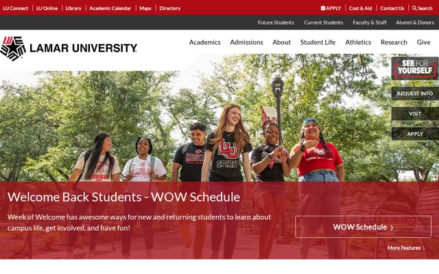 Screenshot of lamar.edu