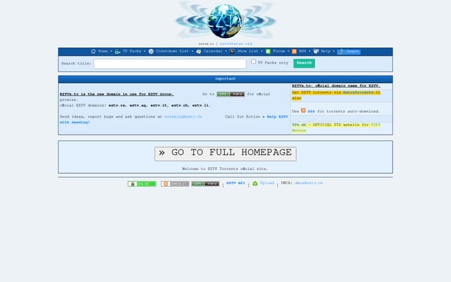 Screenshot of eztvx.to