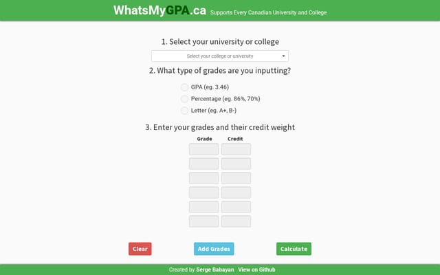 Screenshot of whatsmygpa.ca