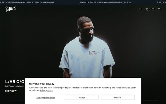 Screenshot of sneakerpolitics.com