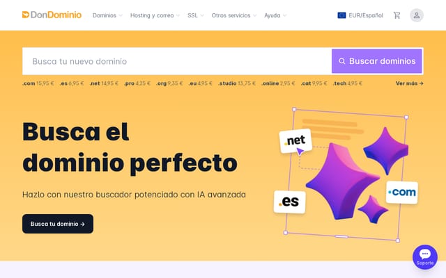 Screenshot of dondominio.com
