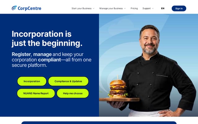 Screenshot of corporationcentre.ca