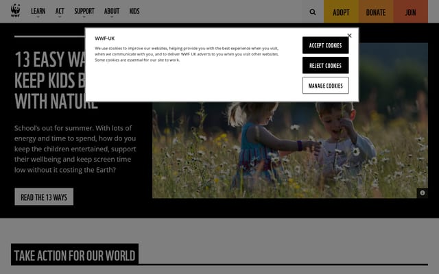 Screenshot of wwf.org.uk