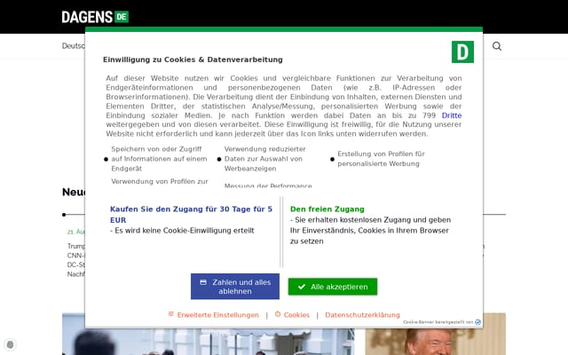 Screenshot of dagens.de