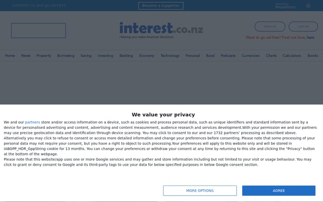 Screenshot of interest.co.nz