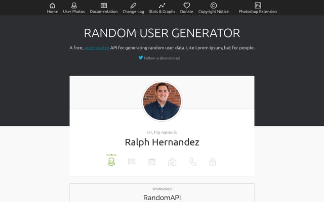 Screenshot of randomuser.me