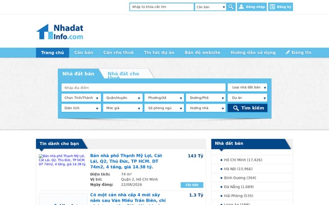 Screenshot of nhadatinfo.com