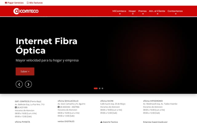 Screenshot of comteco.com.bo